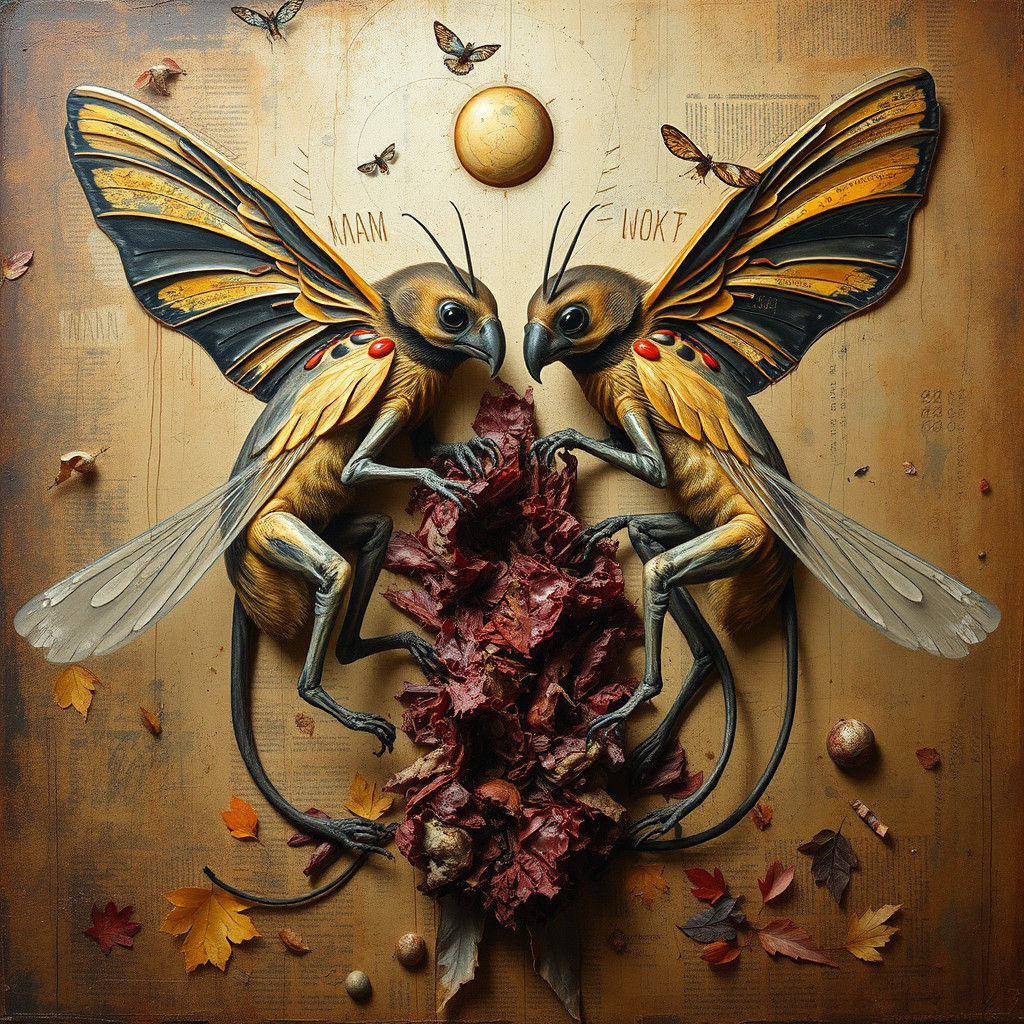 Disturbing Surrealistic Masterpiece with Heavy Impasto Textu...