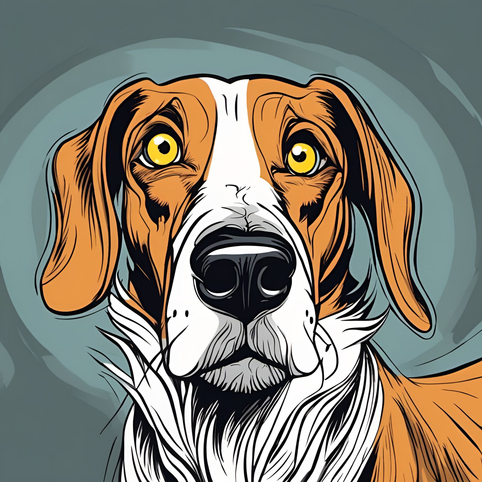 Anxious Cartoon Dog with Alert Eyes