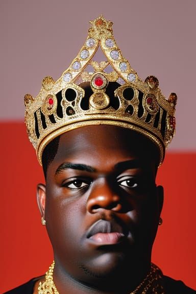 Notorious B.I.G. Portrait with Crown in Professional Style