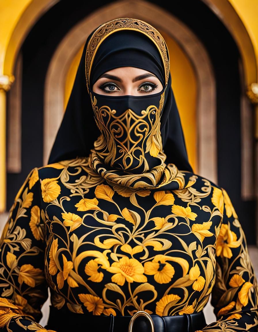 Psychedelic Niqabi Portrait in Pop Art Style