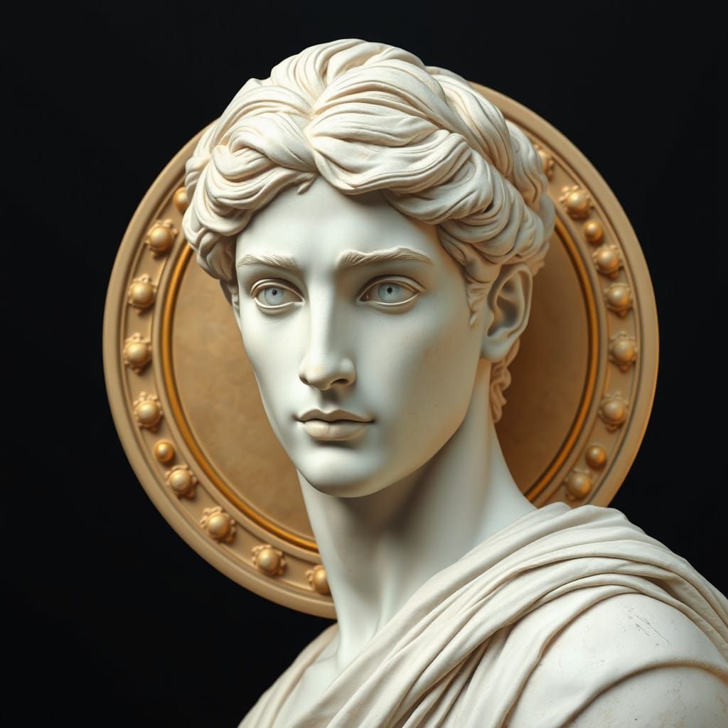 Classical Greek Sage Portrait in Marble Relief