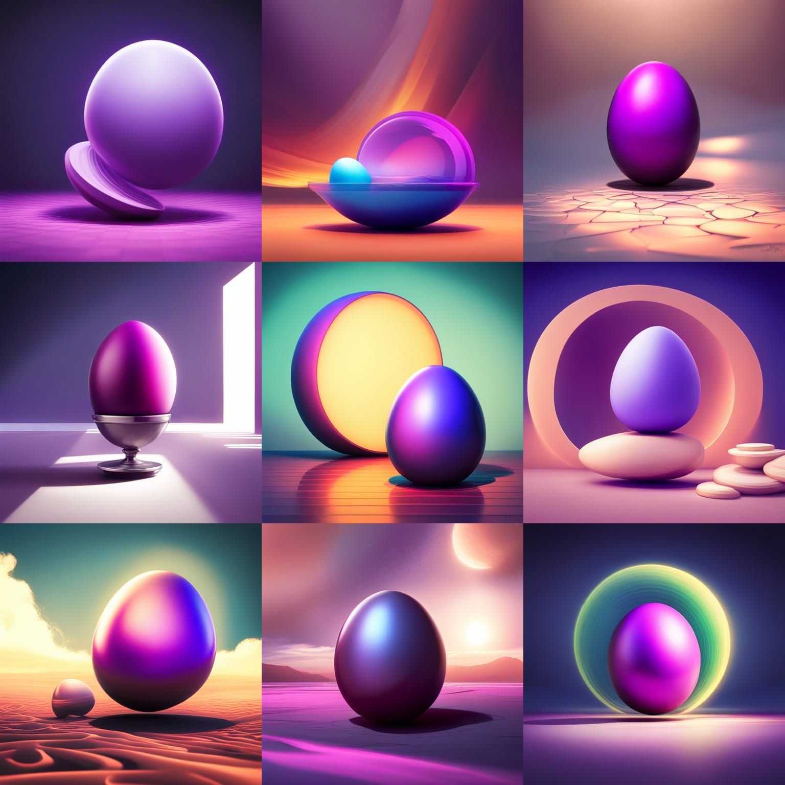 Purple Egg in Pixar-Inspired 3D Digital Art