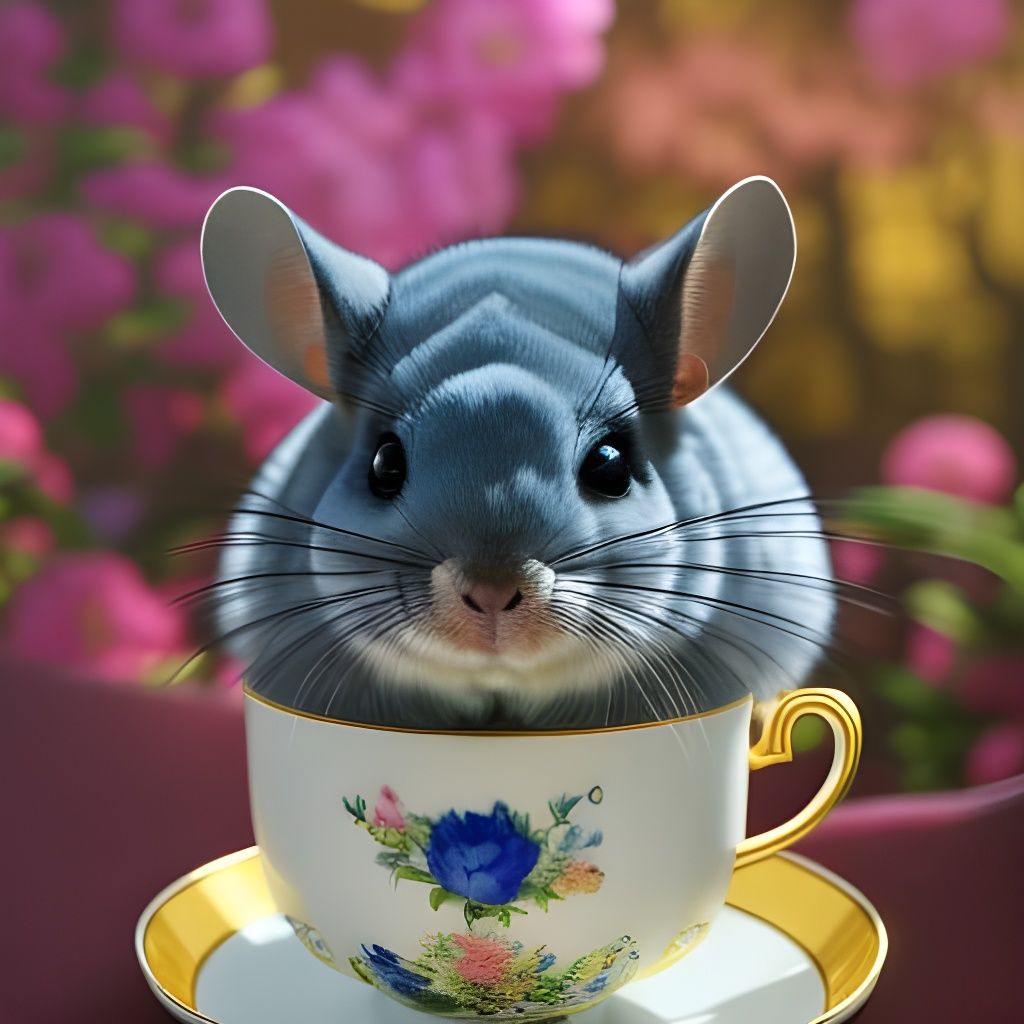 Chinchilla in Teacup: Hyperdetailed Concept Art