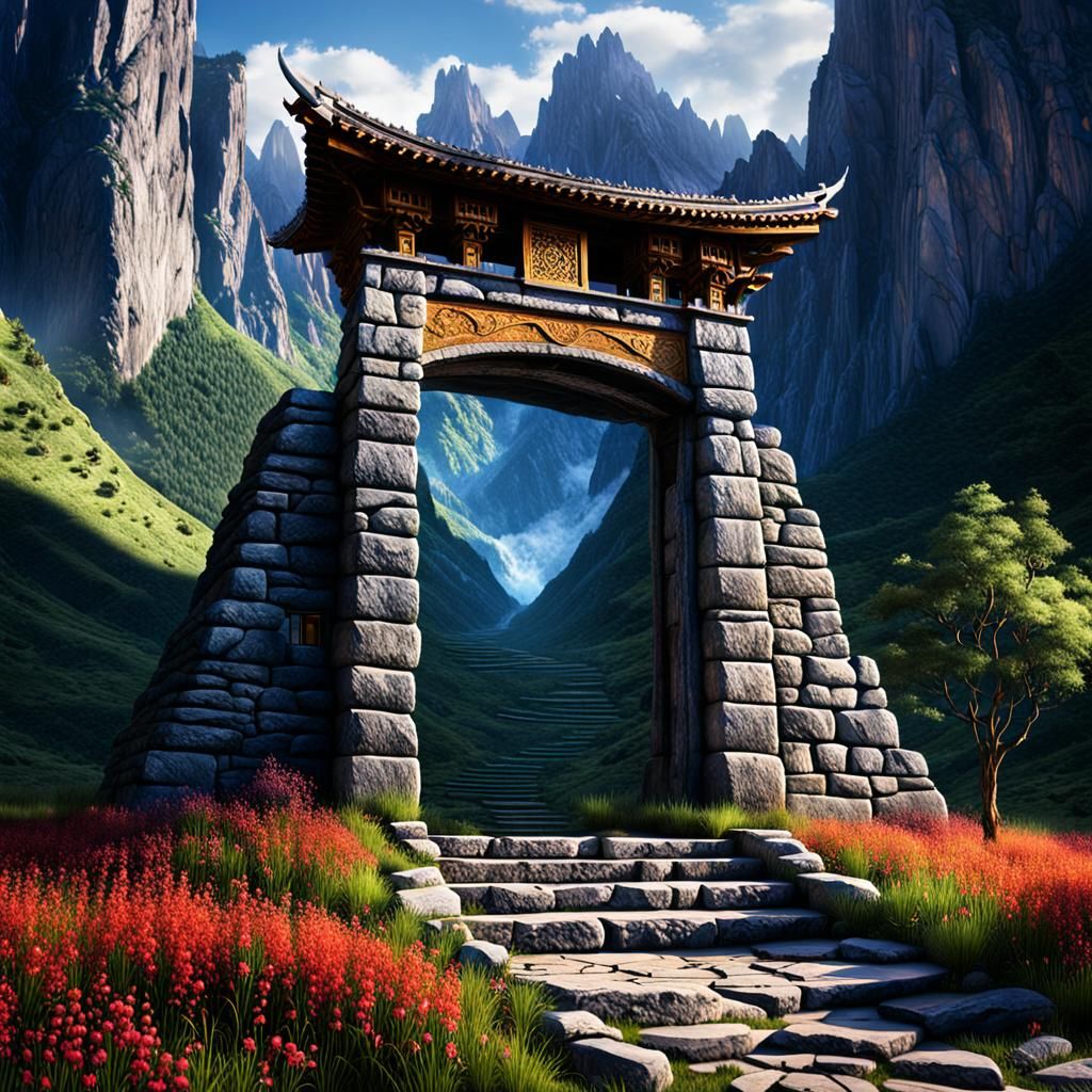 Mountainside Portal to Hidden Shangri-La Valley