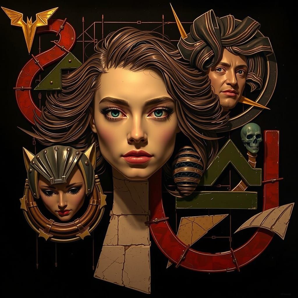 Abstract Geometric Composition of Bold Shapes and Colors