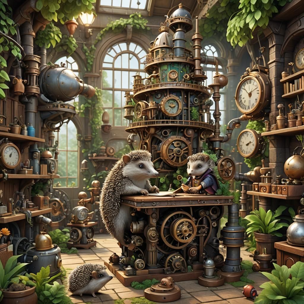 Whimsical Hedgehog Academy in a Fantasy World