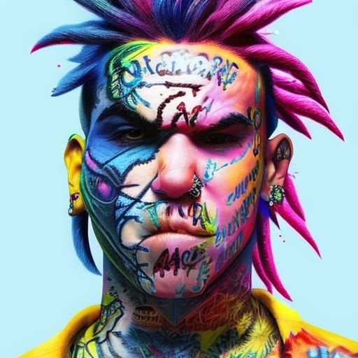 Hyperrealistic Portrait of a Rapper in Splash Art Style