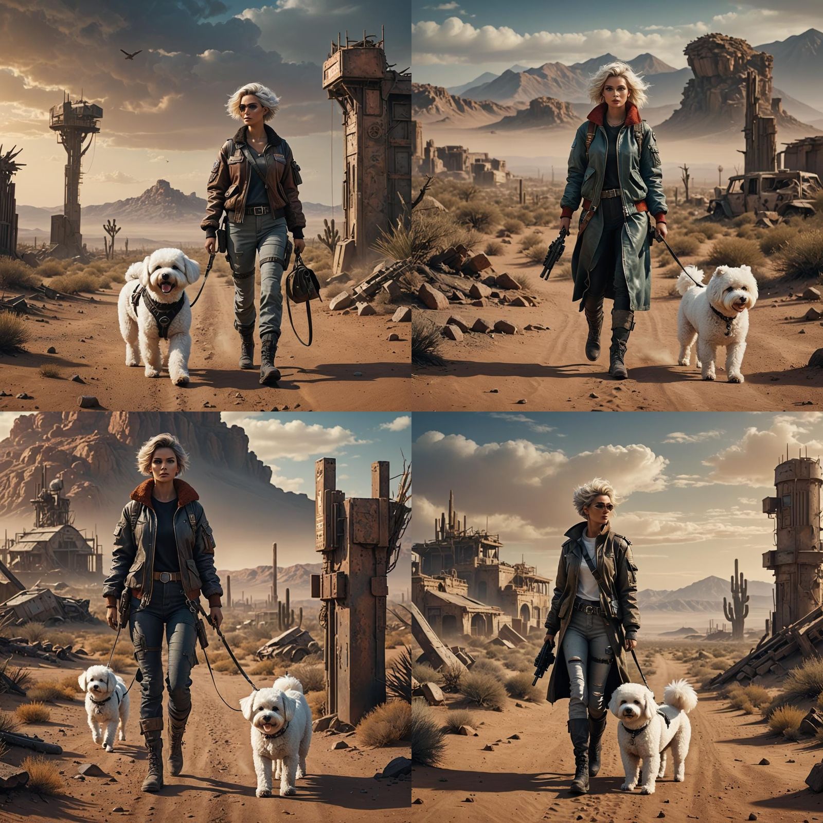 Woman and Dog in Post-Apocalyptic Desert
