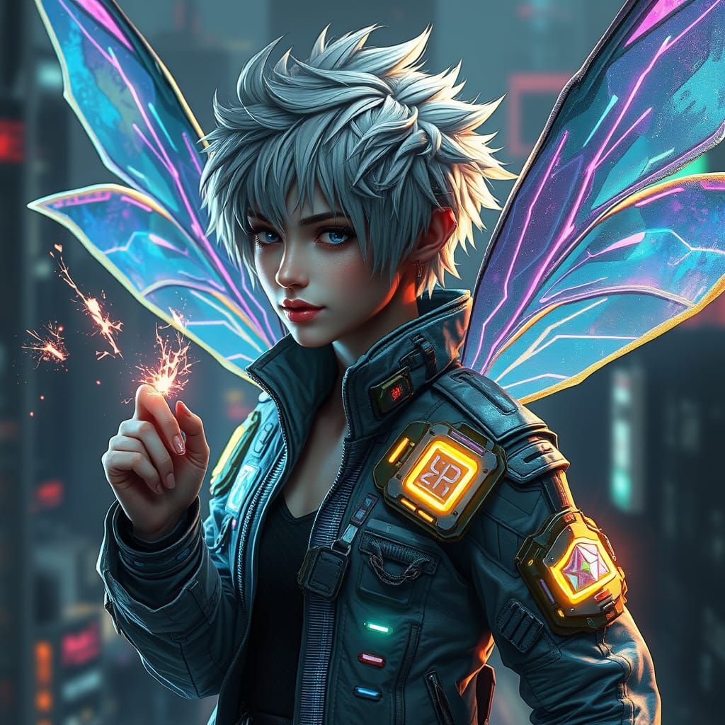 Rebellious Fairy Fights Corporate Control in Neon-Lit Megaci...