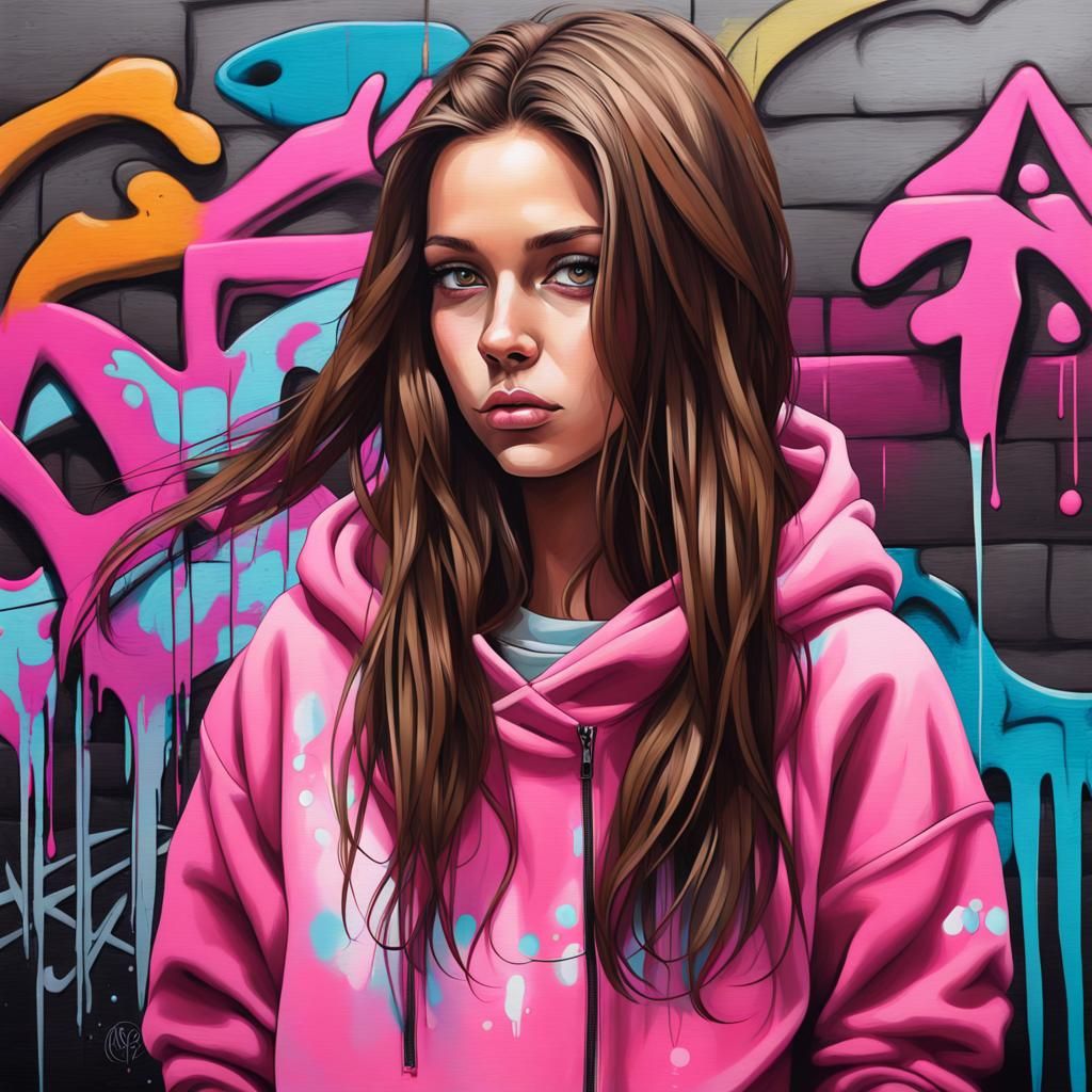 Girl in Graffiti Street Art Style
