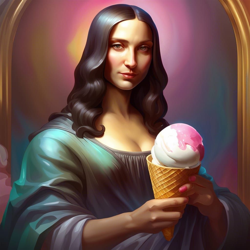 Mona Lisa with Ice Cream Portrait