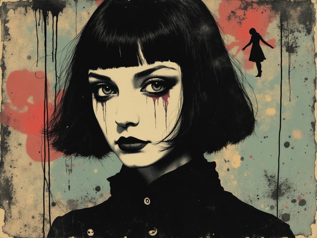 Ethereal Gothic Woman Portrait in Dreamcore Surrealism