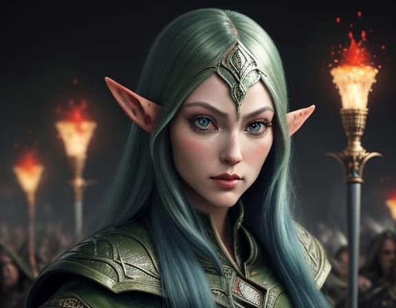 Fierce Elven Blood Mage on Battlefield