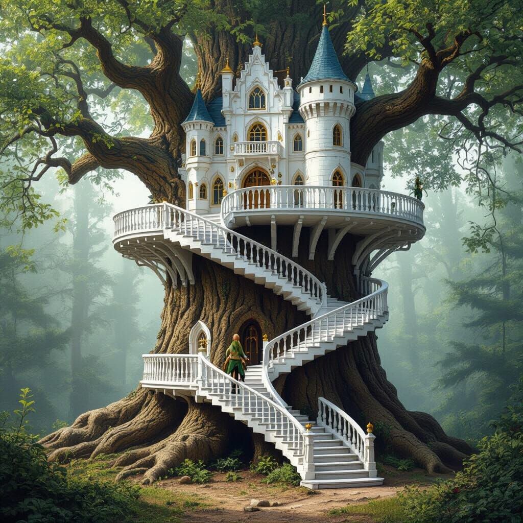 Majestic Elven Renaissance Castle in Giant Tree