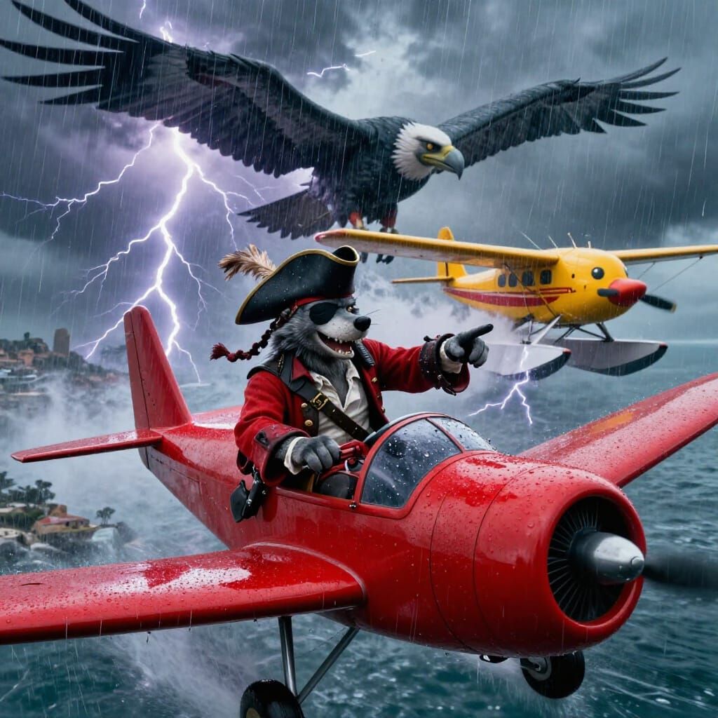 TaleSpin Inspired Pirate Plane Chase in Stormy Skies