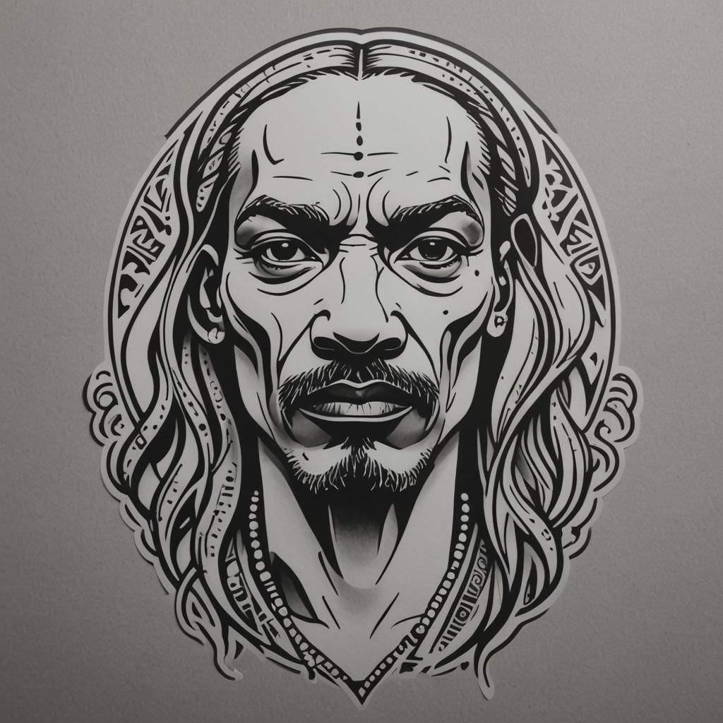 Polynesian Tribal Tattoo Sticker in Single Line Art