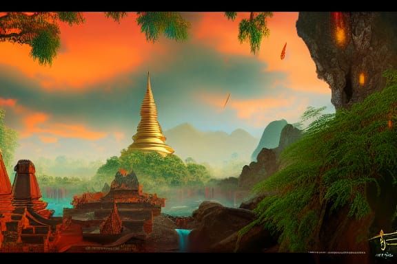 Detailed Matte Painting of a Laos Talisman
