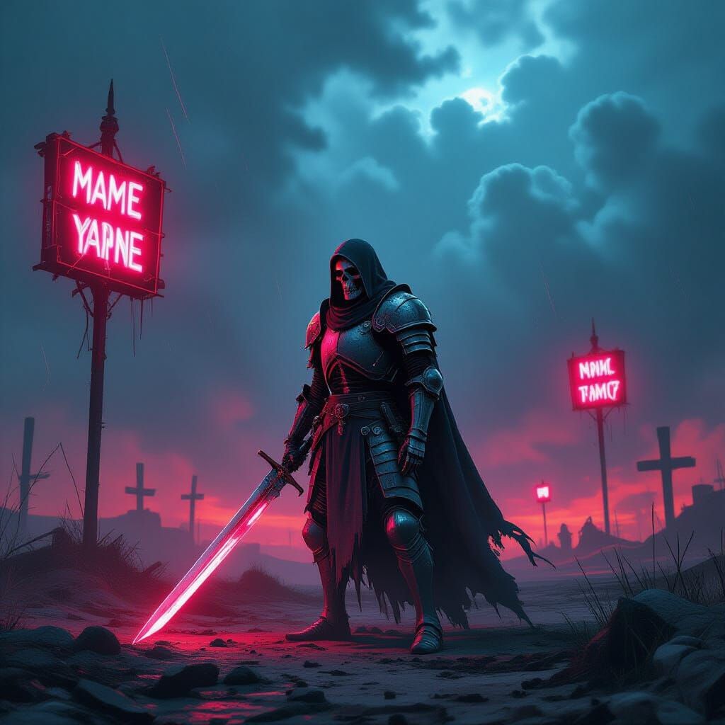 Skeleton Warrior on Desolate Battlefield