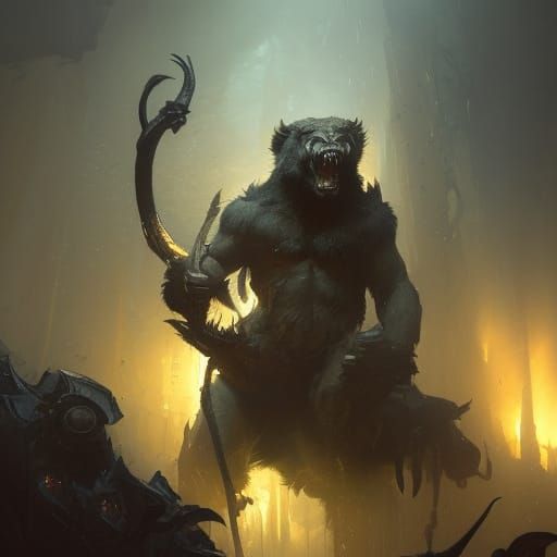 Hyperdetailed Sabertooth in Dark Fantasy Style