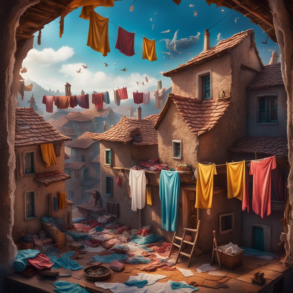 Dreamlike Turkish Village: Surreal Paper Diorama Collage