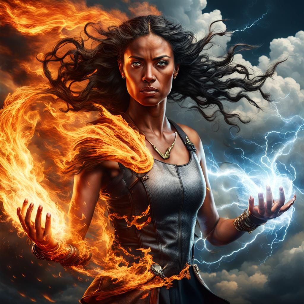 Elemental Woman Controls Fire, Wind, and Lightning