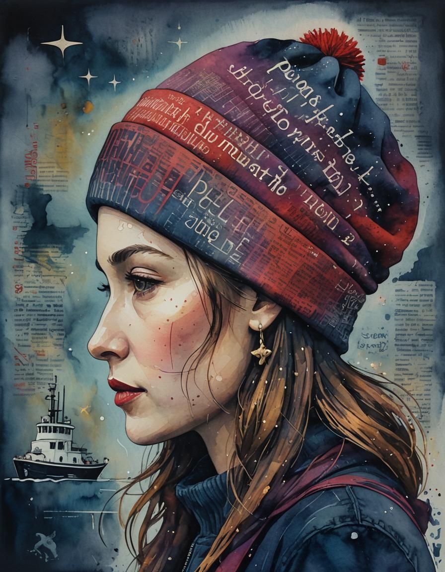 Typographic Woman Portrait in Neo-Impressionist Style