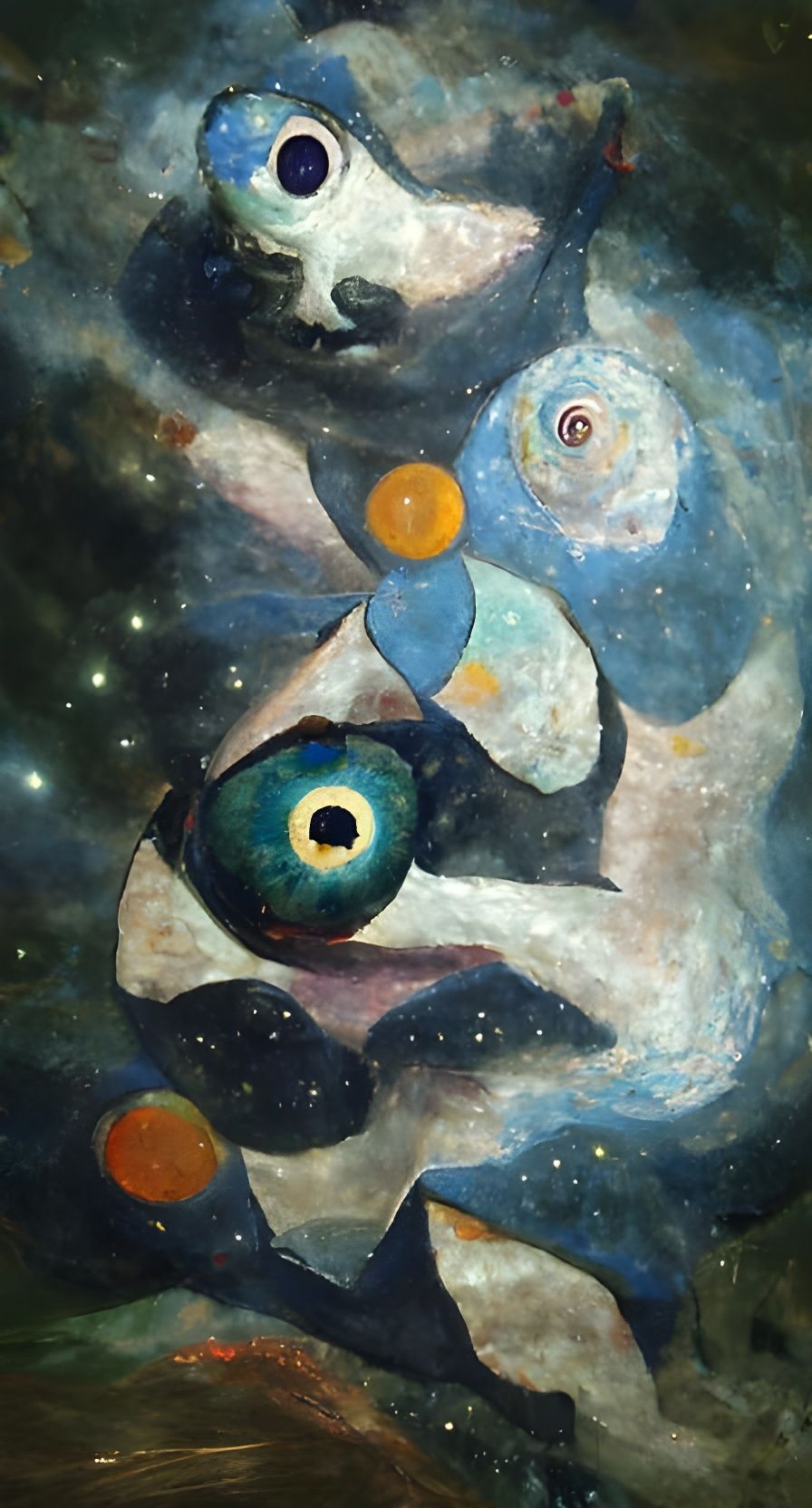Surreal Stars with Eyes in Abstract Style