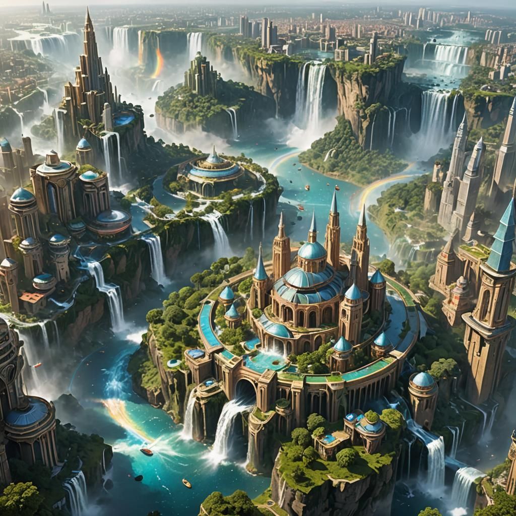 Floating Island City in the Sky