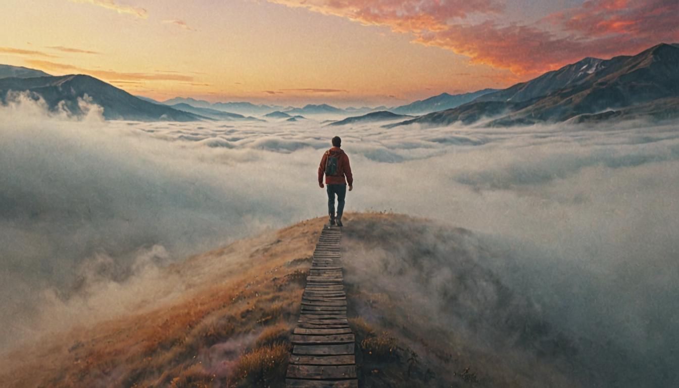 Dreamlike Figure Steps into Infinity