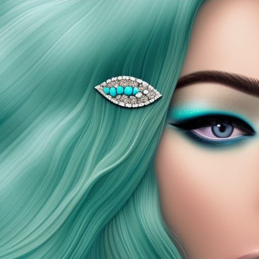 Hyperrealistic Portrait of Woman with Diamond Barrette