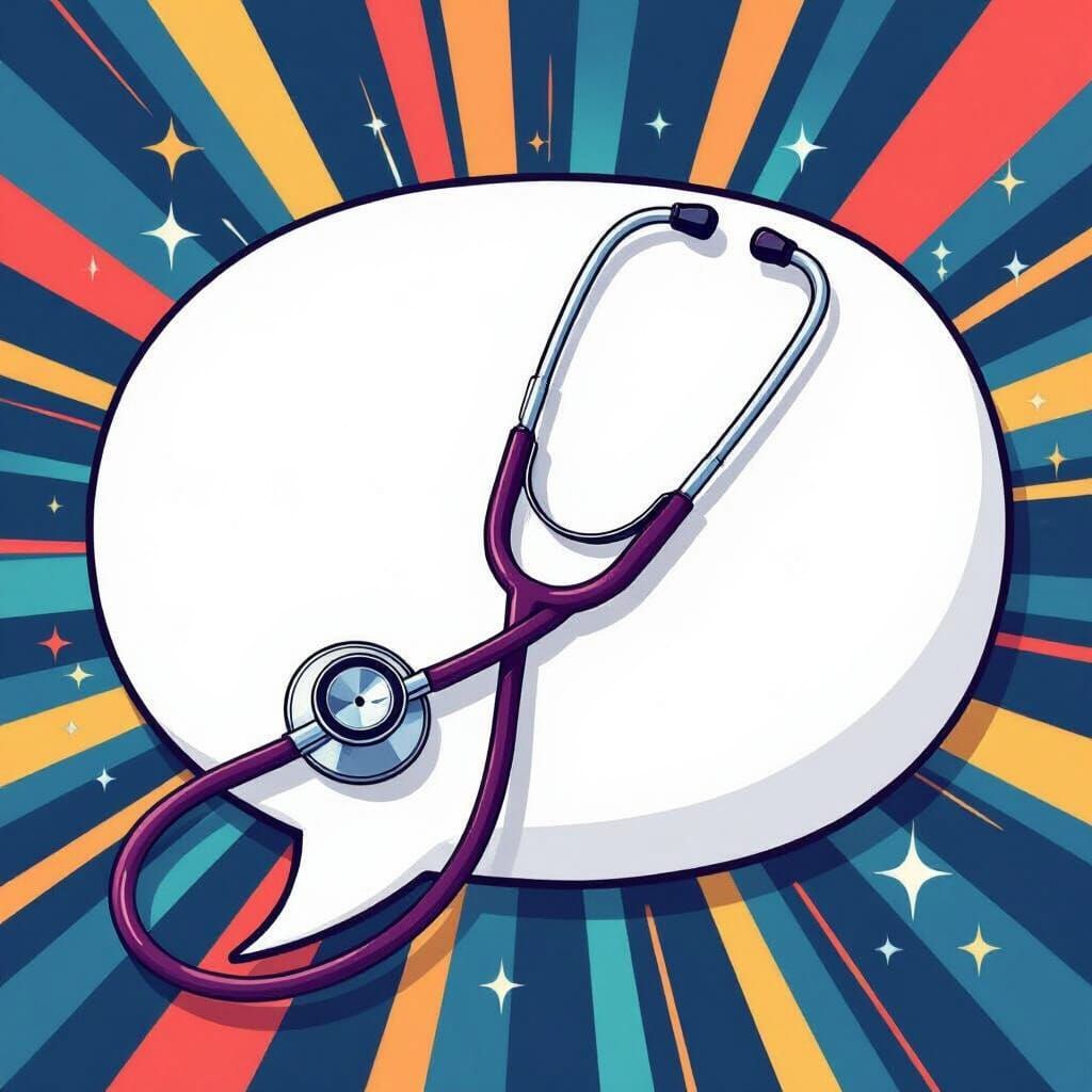 Stethoscope Over Speech Bubble in 2D Anime Style