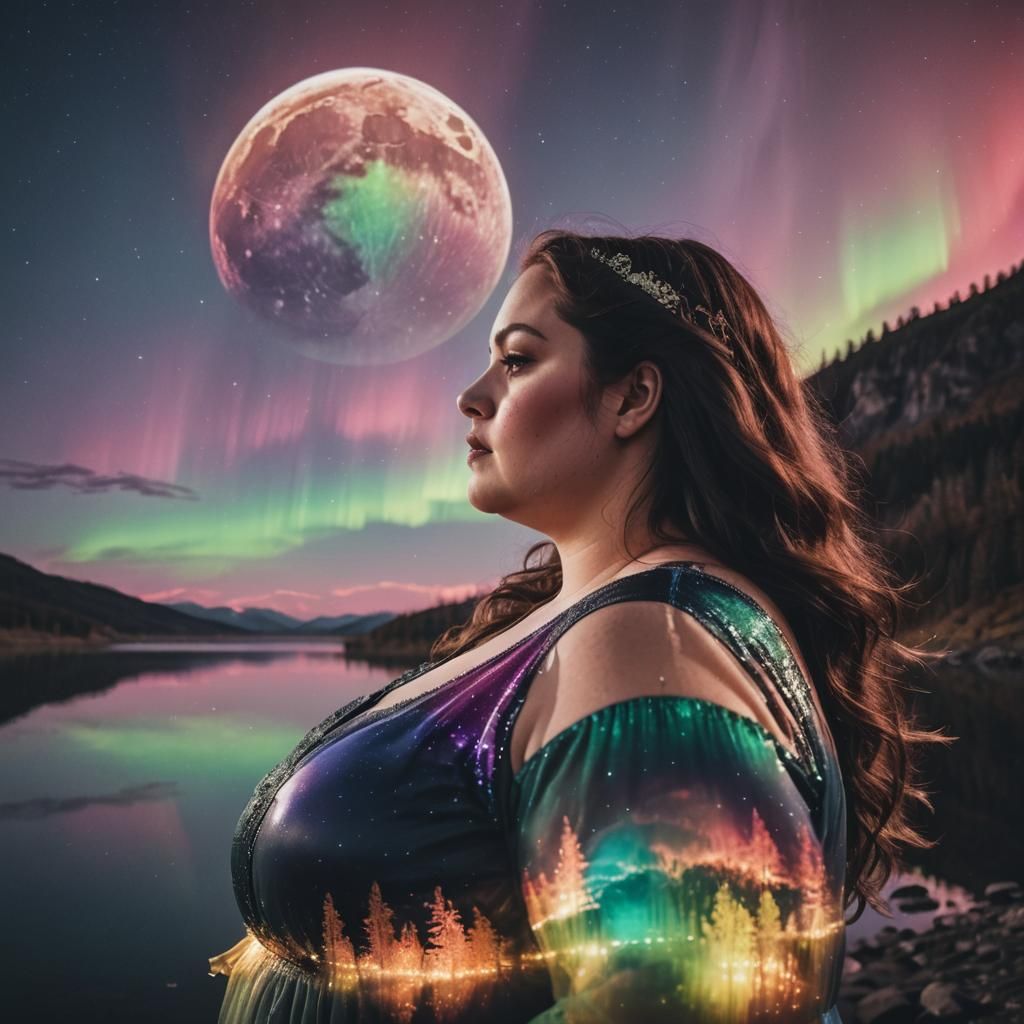 Double Exposure Portrait: Aurora Borealis Reflection