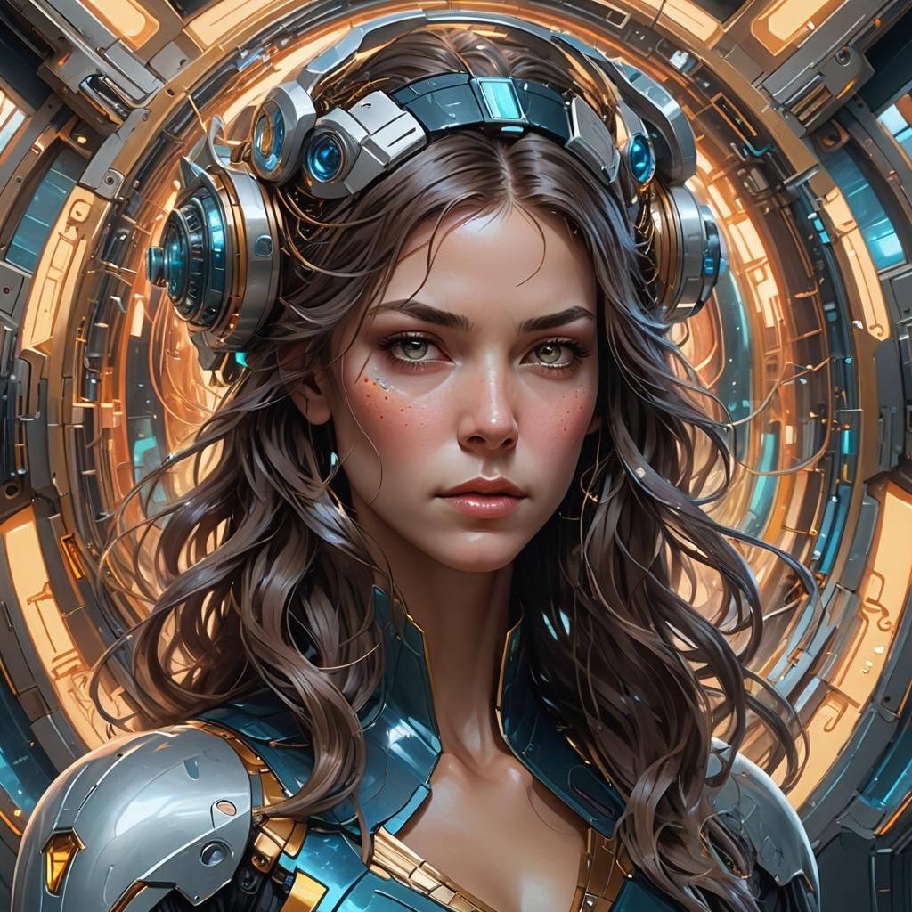 Futuristic Enterprise Supercomputer Portrait in Art Nouveau ...