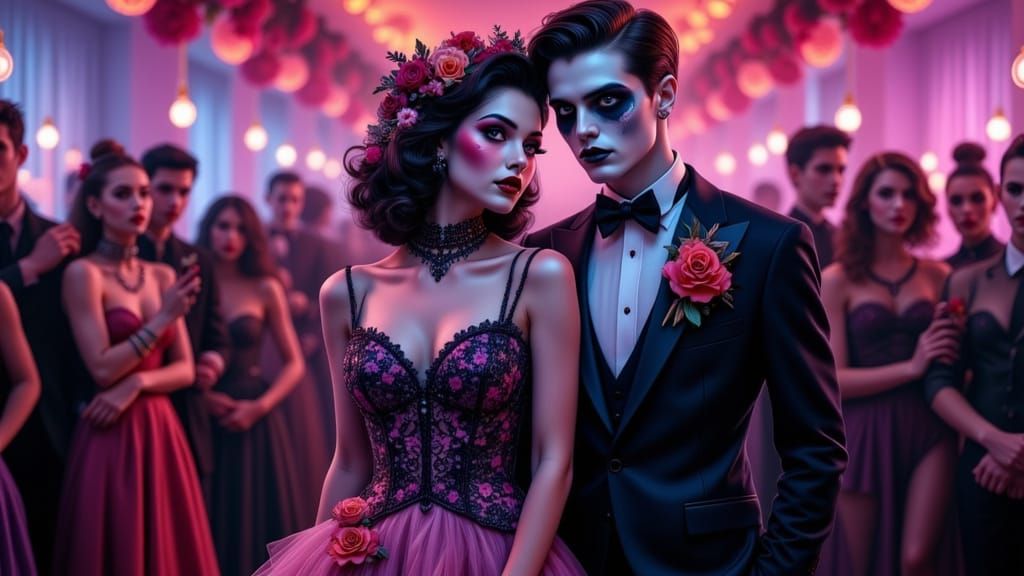 Zombie Prom Night: Stylish Undead Dancers in HDR