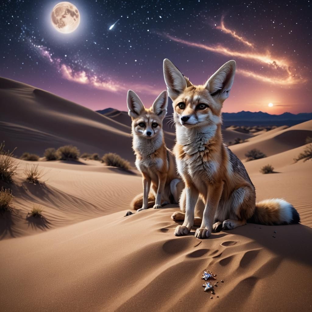 Fennec Fox in Mystical Desert Night