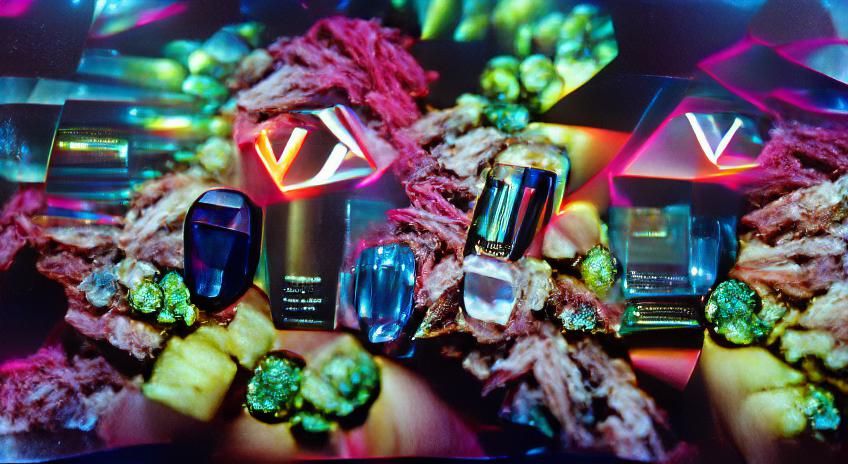 Iridescent Bismuth Crystals in Vogue Display
