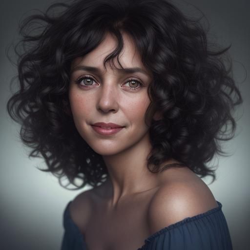 Smiling Dark-Haired Woman: Portrait Photography