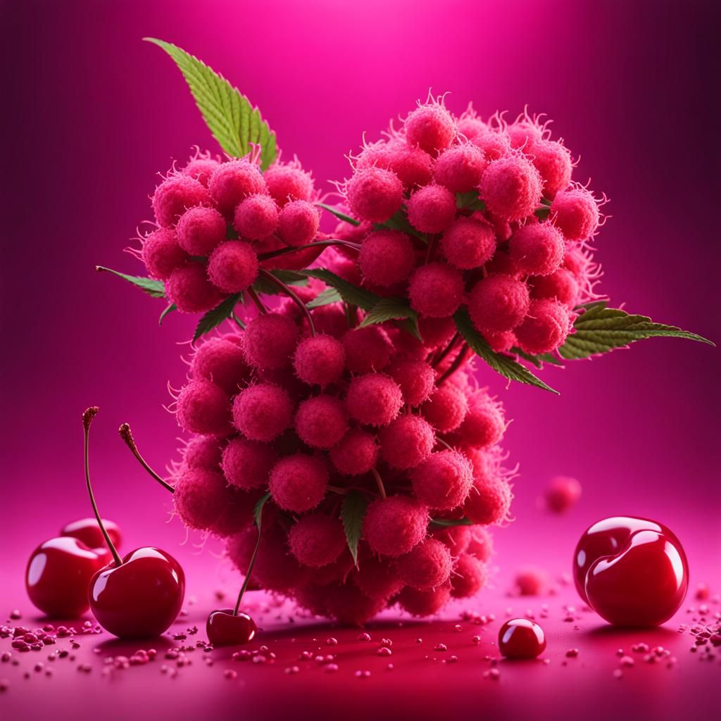 Cherry Sherbet Cannabis in Detailed Matte Painting