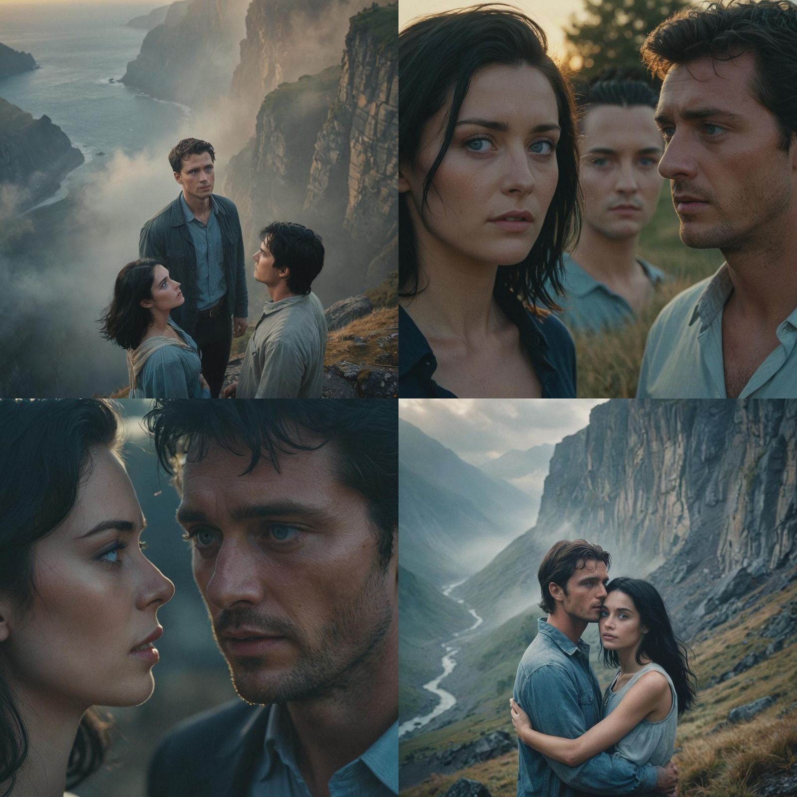 Cinematic Film Still of a Couple with Blue Eyes