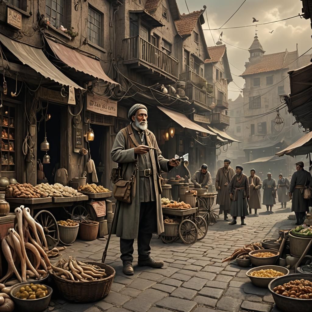 Detailed Matte Painting: Squid Seller and Cuckoo