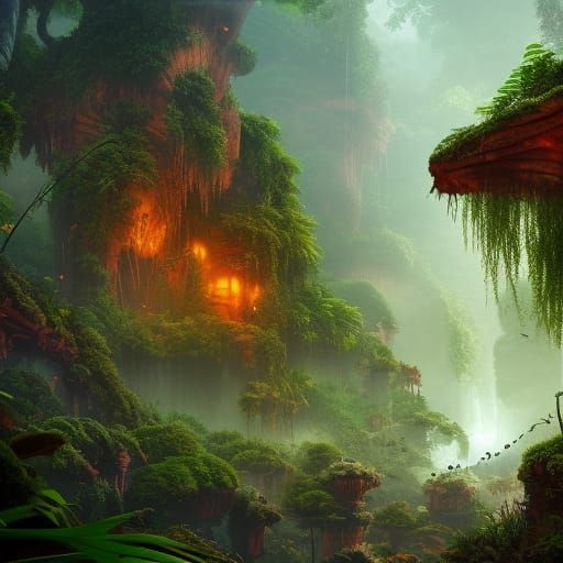 Hidden Jungle City in Detailed Matte Painting