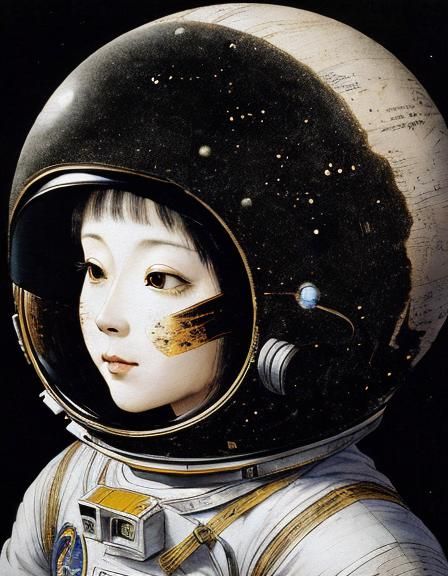 Astronaut in Space: Japanese Art on Papyrus