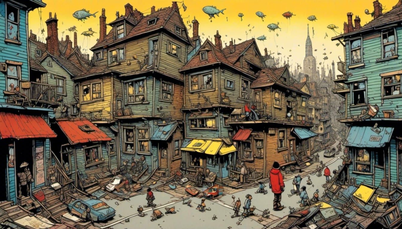 Epic Slum Masterpiece in 2000s Style