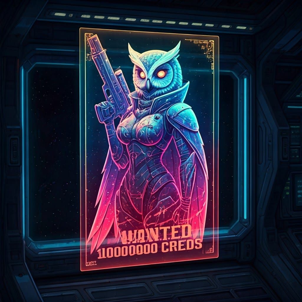 Cyberpunk Hologram: Wanted Poster in Neon Glitch Art