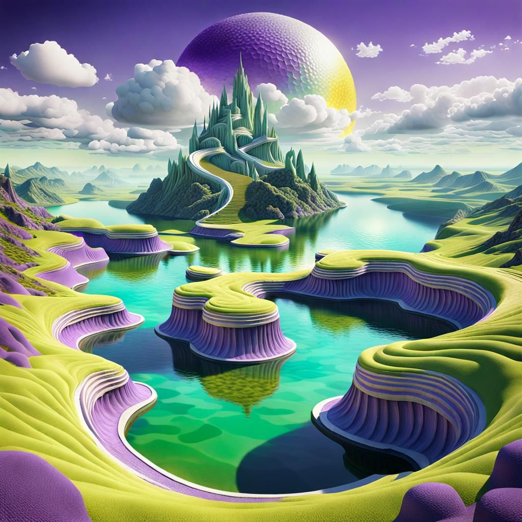 Magical Infinite Landscape in Art Nouveau Style