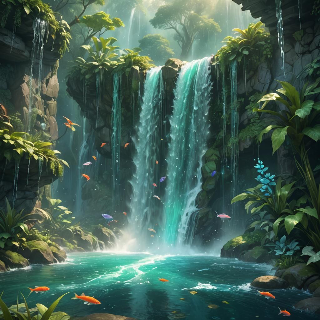 Fantasy Waterfall Concept Art in Unreal Engine 5