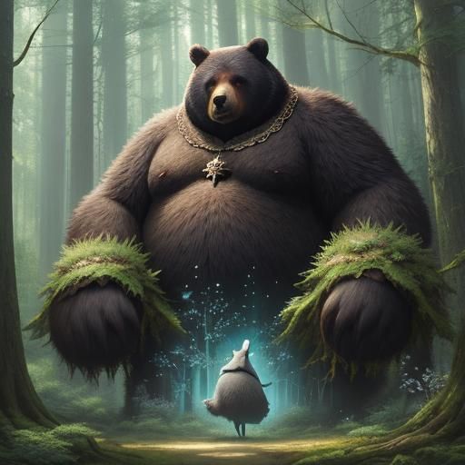 Magical Forest with Mage Girl in Anime Style