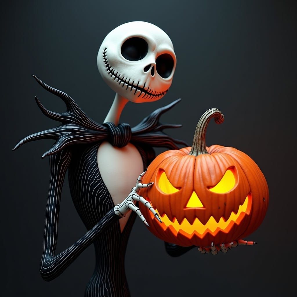 Jack Skellington Presents a Jack-o'-Lantern in HDR