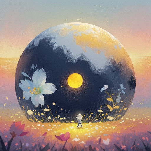 Surreal White Flowers Unfold on a Melting Horizon