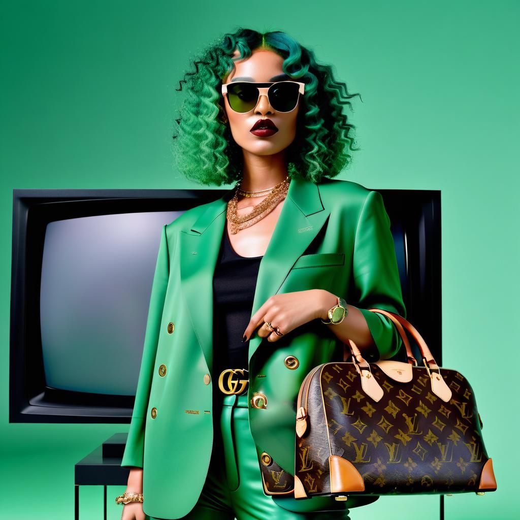 Girl with Green Hair, Fashion Icon Candid Shot